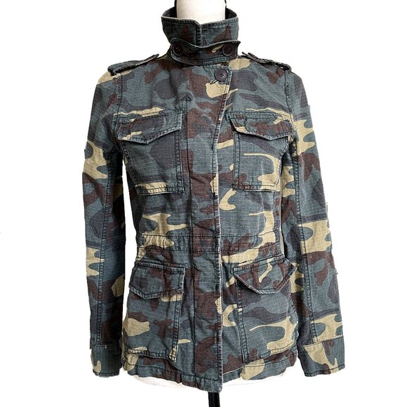 MADEWELL Women’s Camo Military Utility Jacket Green Khaki Size XS Cotton - Picture 2 of 9